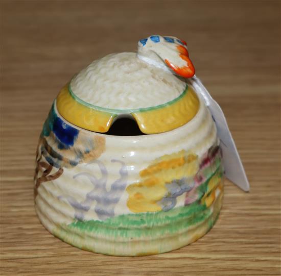 A Clarice Cliff Rhodanthe pattern Bizarre jam pot